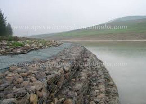 Sıcak Galvanizli / Pvc Kaplı Hasır Gabion Sepetleri Taş Dolgulu Nehir Koruması