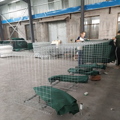 Kanada'da Koyu Yeşilli Galvanize Kaynak Korrozyona Karşı HESCO Savunma Askeri Bariyer Duvarı