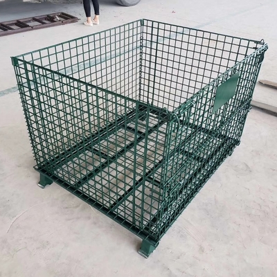 Galvanize 1200*1000*890mm Katlanabilir Kilitlenebilir Tel Ağı Taşıma Metal Depolama Tel Ağı Palet Kafes