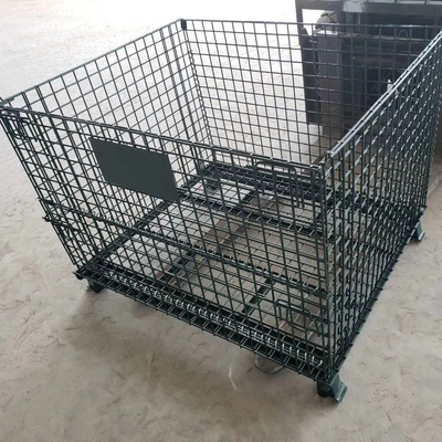 Galvanize 1200*1000*890mm Katlanabilir Kilitlenebilir Tel Ağı Taşıma Metal Depolama Tel Ağı Palet Kafes