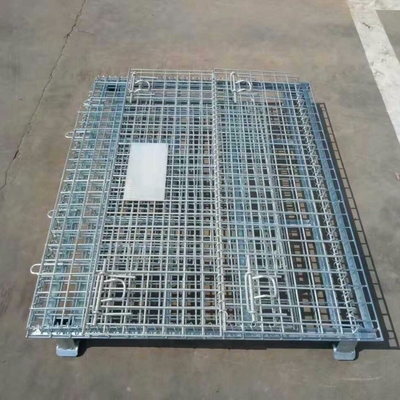 Galvanize 1200*1000*890mm Katlanabilir Kilitlenebilir Tel Ağı Taşıma Metal Depolama Tel Ağı Palet Kafes