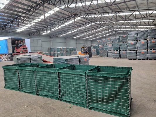 Ağır Galvanizli Kaplı Tel Ağı Gabion Bastionlar Savunma Engelli Sistemi