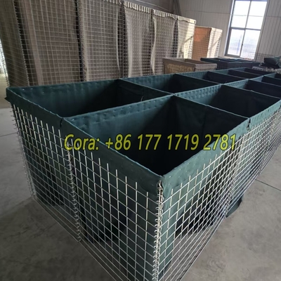 Anti Pas 4.0mm Galvanizli Kaynaklı Gabion Kutusu Kaplı Geotextile Kumaş Savunma Bariyer Kum Dolu Bastion Duvarı