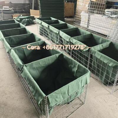 Hot Dip Galvanised Welded Mesh Box Lined With 300GSM Noe- Woven Geotextile For Defensive Barrier
