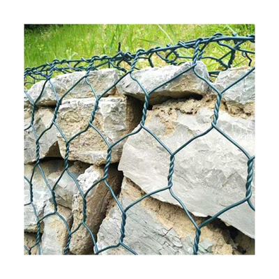 Nehir Taşkın Kontrolü Takviyesi İçin Yeşil Pvc Kaplı 2.7mm Gabion Kutusu