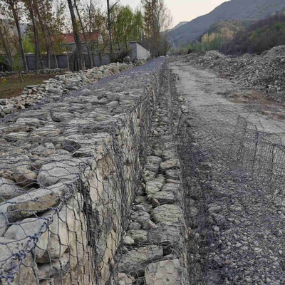 Dolgu Takviyesi için 2 * 1 * 1m Standart 2mm Galvanizli Gabion Sepet Altıgen Mesh