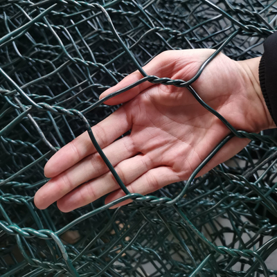 Nehir Bankası için 2 * 1 * 1m Altıgen Dokuma Pvc Kaplı Gabion Kutu Yatak