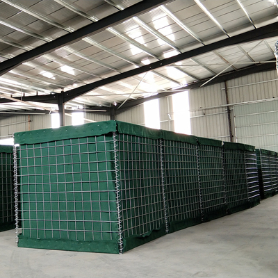 Ağır Galvanizli Tel Hesco Askeri Yeşil Kum Duvar Savunma Bariyerleri 5.0mm