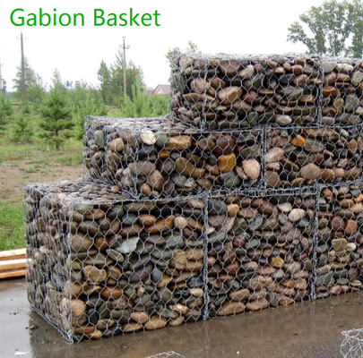 Korozyon Önleyici Tel Örgü İstinat Duvarı Taşkın Koruması İçin Gabion Duvar 2 X 1 X 0.5M