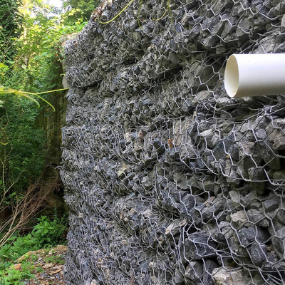 İstinat Duvarı için 80 * 100mm Galfan Gabion Kutusu 3.05mm tel Altıgen Gabion Kafes