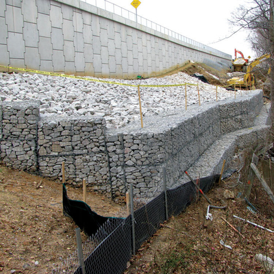 Nehir Koruması İçin 80 * 100mm Çinko Kaplı Gabion Kutusu Tel İstinat Duvarı Kafesleri