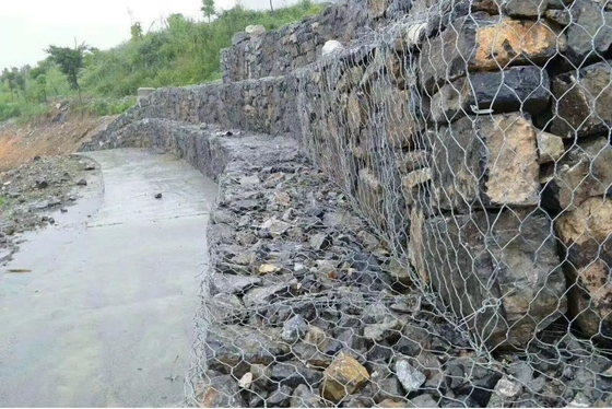Pvc Kaplı 3.0mm Galvanizli Gabion Hasır ÇİNKO YATAK altıgen gabion kutusu