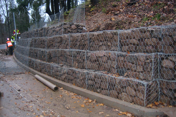 Dayanıklı Kablo sepet destek duvarı Ağır çinko kaplı 2m x 1m x 1m