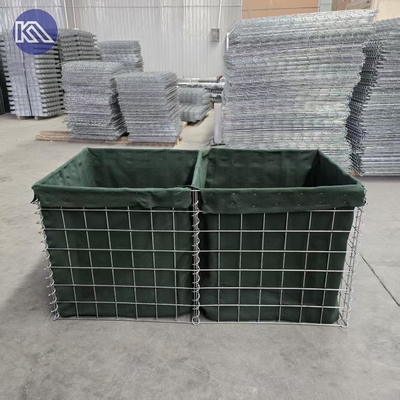 Heavy Duty 3 Inch Mesh Hole Gabion Basket MIL1 1.37M Yüksek Hesco Barrier Gelindi Gabion Kutusu Geotekstil Kumaşla Kaplı