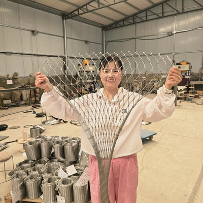 Hayvan Çit İnşaatı Esnek Küpeşte Paslanmaz Çelik Halatlı Tel Örgü Tırmanma Bitkisi Örgüsü / Kablo Örgüsü