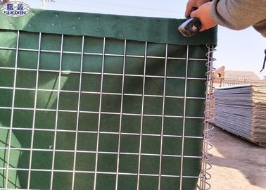 Yeşil Geotekstil ile Esnek Kum Dolgulu Bariyerler Galvaniz Gabion