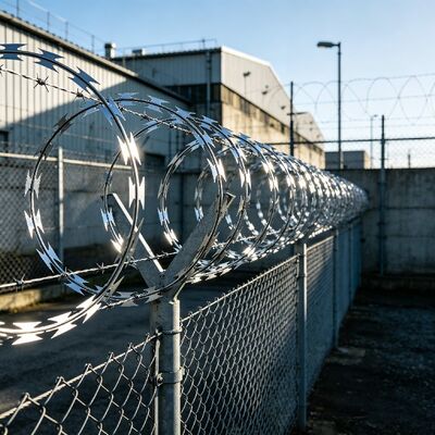 Galvanizli BTO-22 Dikenli Jiletli Tel Tek Bobin Çit Rulosu Akordeon Bıçaklı Jiletli Tel