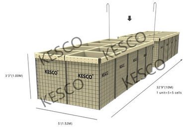MIL 4 Savunma Hesco Bastion Katlanabilir Metal Güvenlik Bariyeri 3 '' X 3 '' Mesh Delikli