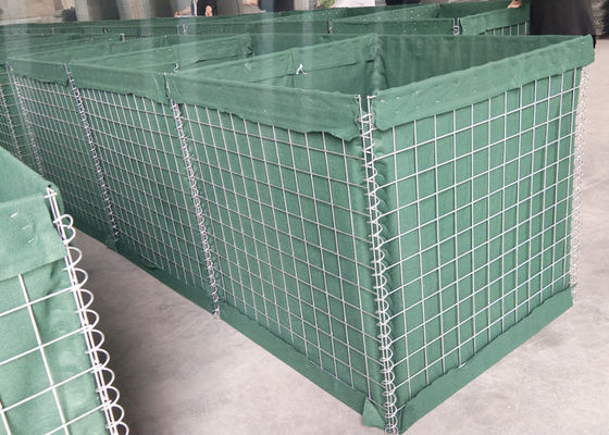 300g Yeşil Geotekstil Kaplı Hesco Savunma Bariyeri 4.0mm Hasır