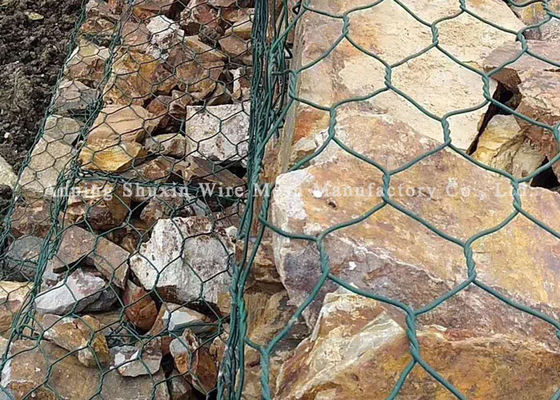 Köprü Koruması için 1 * 1 * 1m Örgü Hasır Pvc Kaplı Gabion Yatak