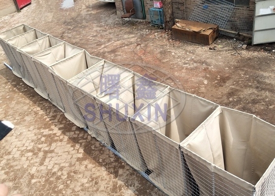1*1* 5 M/5 Hücreli Hesco Taşkın Bariyerleri Kum Rengi Galvanizli Geri Çekilebilir Emniyet Mil 3