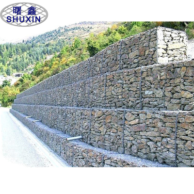 Çift 3.9mm Bükümlü Tel Gabion Sepetler Kaya Kırılmasını Önleyen Galvanizli Taş Dolgulu Kafesler