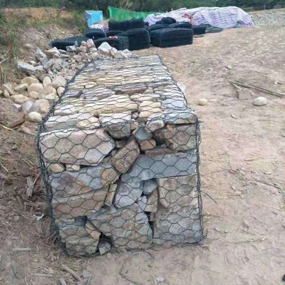 2mx1mx1m Gabion Hasır Sepet Galvanizli Çift Bükümlü Altıgen Tel Taş Kafes