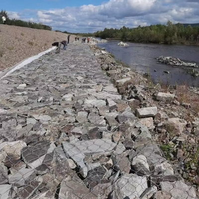 Taşkın Kontrolü Anti Pas 2m Gabion Sepet Altıgen Hasır