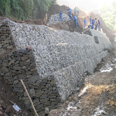 Taş 2m Gabion İstinat Duvarı Sepetleri Demir Hasır Kafesler