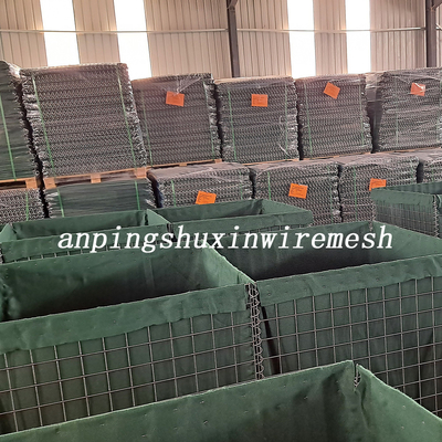 Yeşil Galvanizli Hesco Bastion Askeri Kum Duvarı